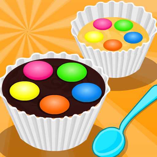 Lady & Girl Cooking: Muffins Smarties Icon