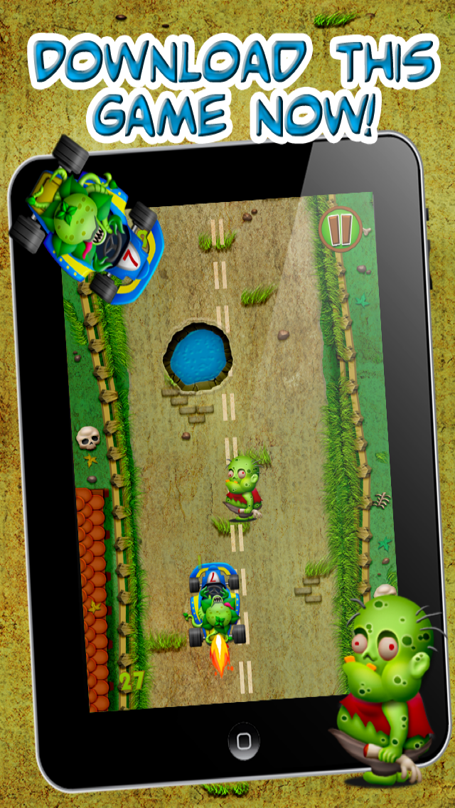 Zombie Go Kart Road Race Free Kids Game - Easy Carnivorous Shrub Turbo GoKart Car Racing Chaseのおすすめ画像2