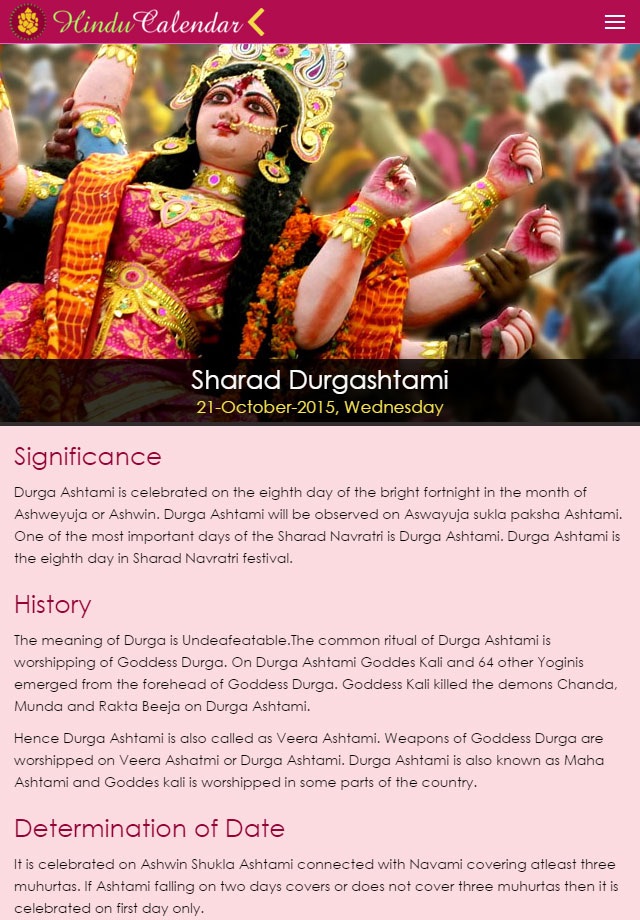 Hindu Calendar iOS screenshot 3