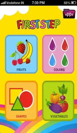 Game screenshot First Step - Fun and Educational Game for Toddlers, Pre Schoolers and Kids to teach about Fruits, Vegetables, Colors, and Shapes ( 1,2,3,4 and 5 Years Old ) mod apk