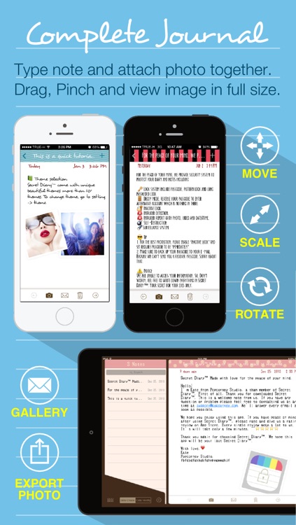 Secret Diary - Keep Private Note with Photos Pictures Images Safely Lock and Hide Your Diary and Share to Email as PDF file