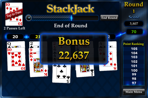 StackJack Free: Blackjack Meets Solitaire in an Arcade Casino Card Game screenshot 3