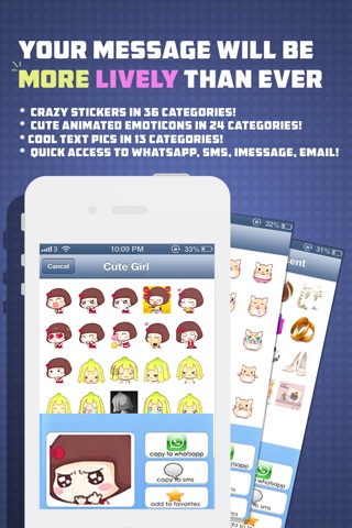 Whatsicons - Emoji Stickers, Emoticons, Text Pics for Whatsapp & Text Messaging screenshot 2