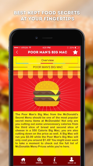 Screenshots of Secret Menu for McDonald's - McD Fast Food Restaurant Secrets for iPhone
