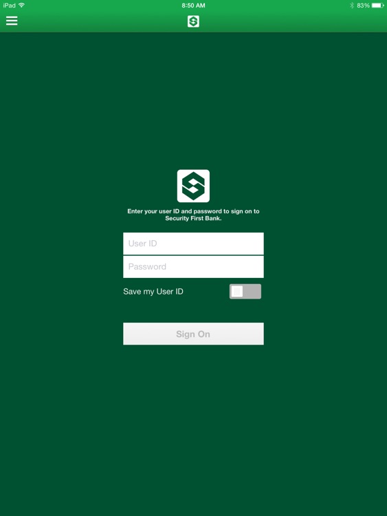Security First Bank for iPad