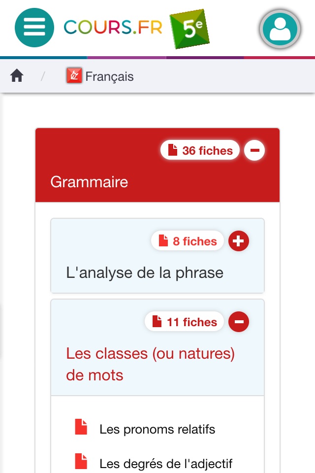 Cours.fr 5e screenshot 2