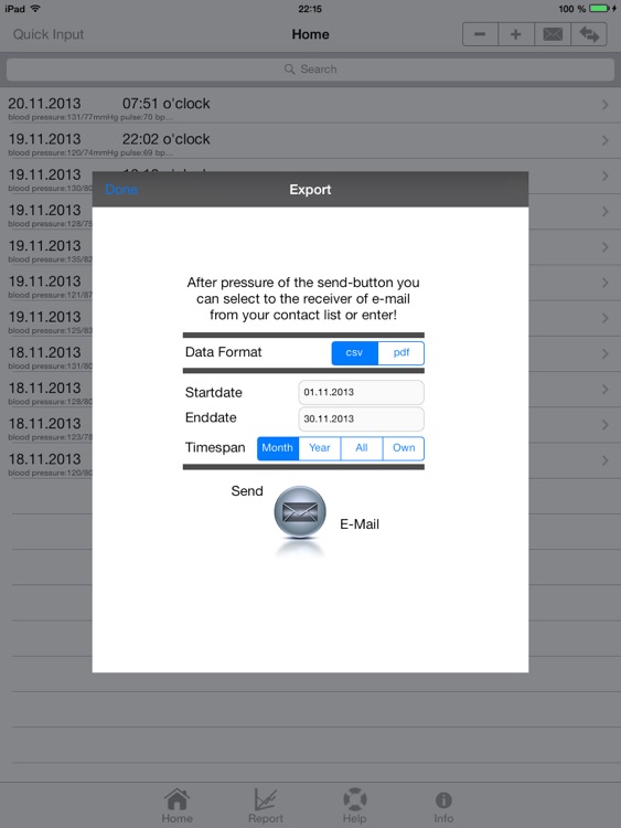 BloodPressure+Pulse Grapher Lite 2.0 (iPad-version) screenshot-3