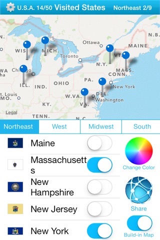 Visited States Map Pro screenshot 3