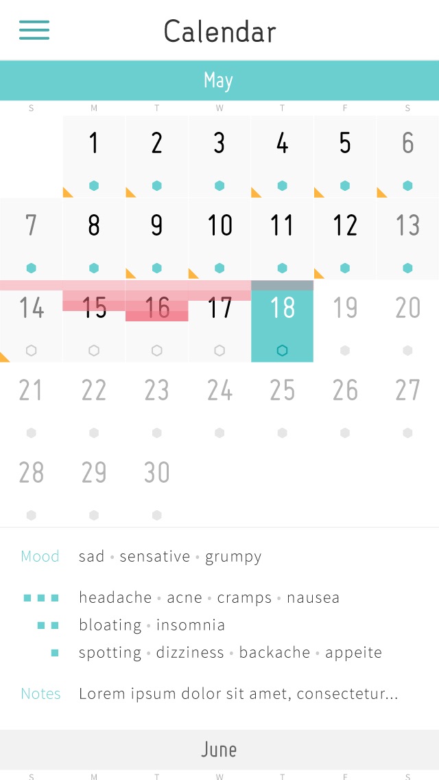 Period Tracker with Mood, Fertility & Birth Control Pill Diary with Reminder Screenshot 2