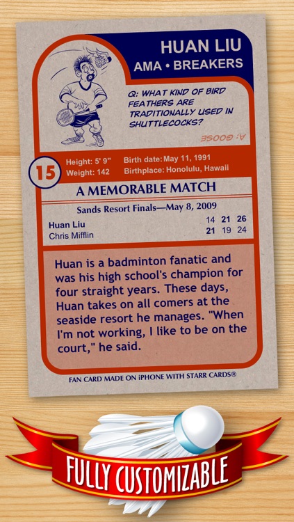 Badminton Card Maker - Make Your Own Custom Badminton Cards with Starr Cards