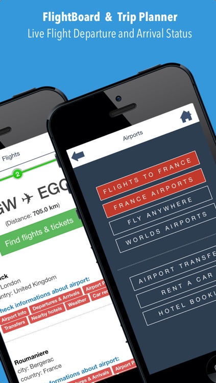 France Fly & Drive. Offline road map, flights status & tickets, airport, car rental, hotels booking.