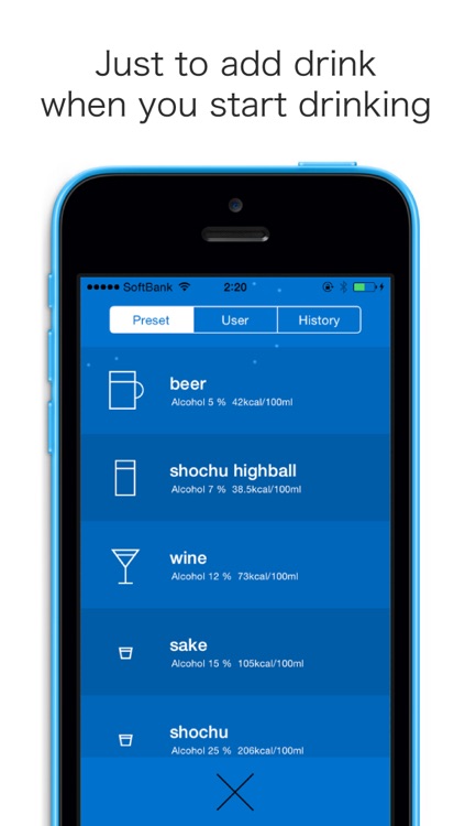 alcCalc: Estimates and Displays the Alcohol Decomposition, the Time You'll Sober Up and the BAC in Realtime.