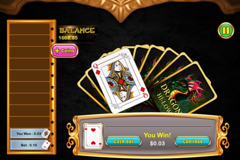 Ultimate Dragon HiLo Casino Jackpot Pro - win virtual gambling chips screenshot 2