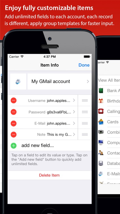 iAccounts password manager- free backup application included
