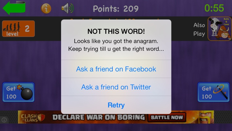 Unscramble - Best Free Jumbled Anagrams Words Games (Get help on facebook and twitter) screenshot-3