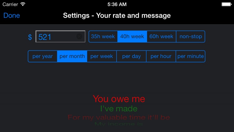 Money Meter - time and rate your income! Motivation, analysis and time management tool, including a rate timer and converter. screenshot-4