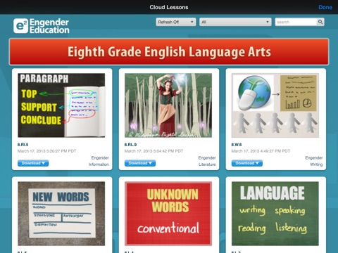 English Eighth Grade - Common Core Curriculum Builder and Lesson Designer for Teachers and Parents screenshot 2