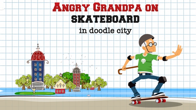 Angry Grandpa SkateBoard Rush In Doodle 