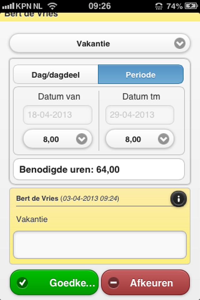 Verlofdagen screenshot 3