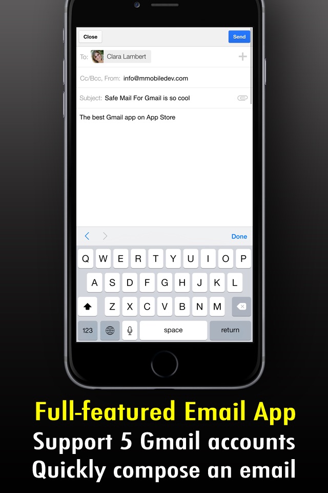 Safe Mail for Gmail Free : secure and easy email mobile app with Touch ID to access multiple Gmail and Google Apps inbox accounts screenshot 4