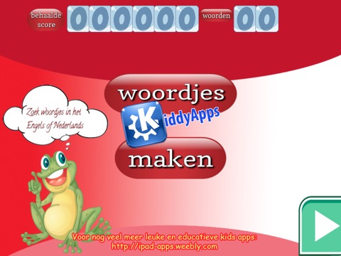 Woordjes maken game in het Nederlands of Engels voor kinderen van 6 tot 12 jaar. Leerzaam voor jonge kinderen, leuk voor oudere kinderen. screenshot 3