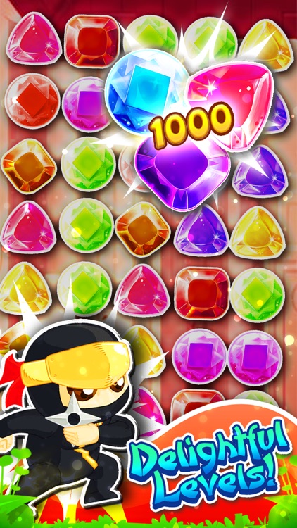 Jewel's Ninja Match-3 - diamond game and kids digger's mania hd free screenshot-3