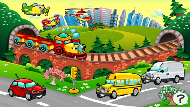 城市車輛：車，賽車，公共汽車，卡車，飛機，街道幼兒園，學前班或幼兒園的遊戲和拼圖