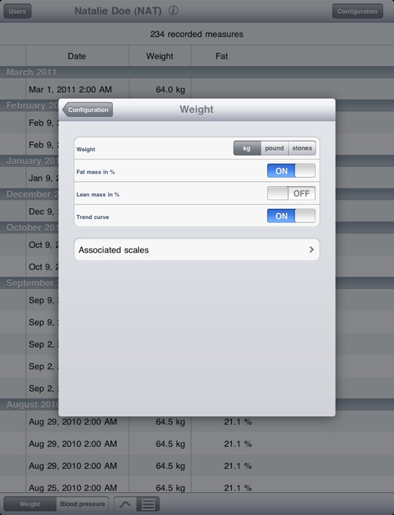 Wiscale - iPad version for weight and blood pressure only screenshot-3