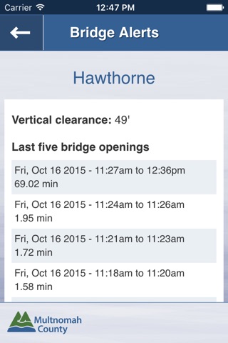 Bridge Alerts by Multnomah County screenshot 2