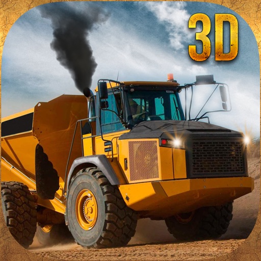 Construction excavator crane driver 3D- realistic parking simulator icon