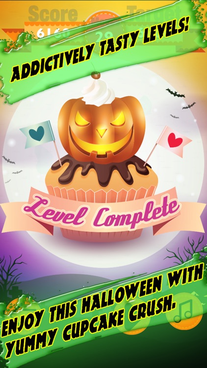 Halloween CupCake Crush Mania - free games for kids , boys and girls on halloween scary chill nights screenshot-4