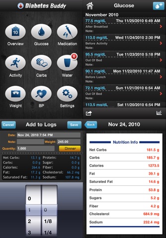 Diabetes App - blood sugar control, glucose tracker and carb counter screenshot 2