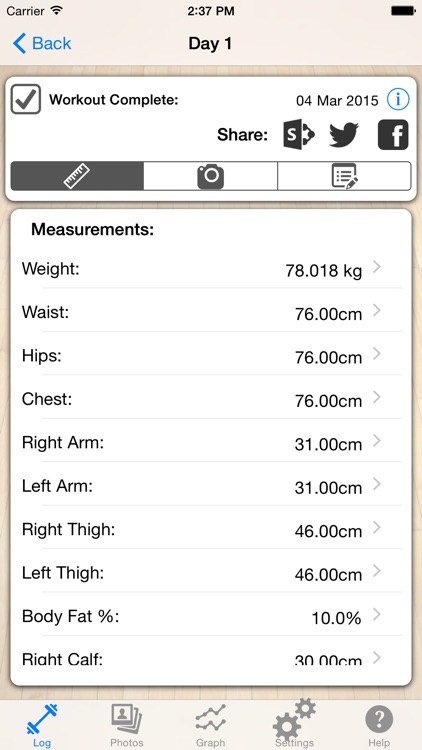 Log for Pilate Yoga Workout