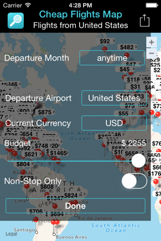 Cheap Flights Map - See where you can go for how much. Book Now and Save. screenshot 3