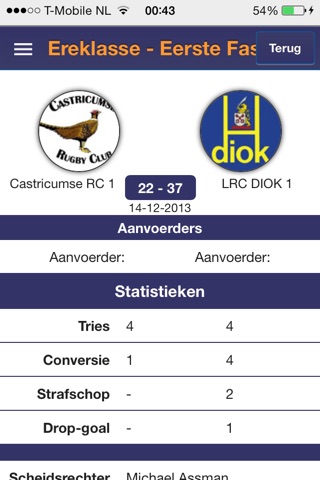 rugby Uitslagen screenshot 4