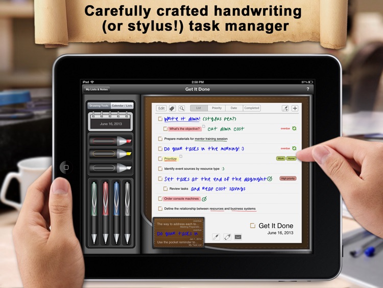 Manage: Handwriting To-Do and Task List Manager - finger, stylus and typed