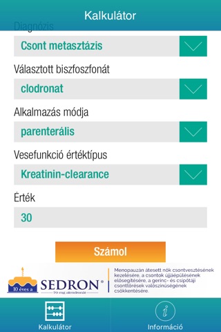 Biszfoszfonát kalkulátor screenshot 3