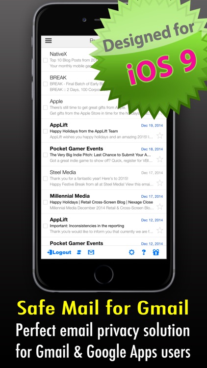 Safe Mail for Gmail Free : secure and easy email mobile app with Touch ID to access multiple Gmail and Google Apps inbox accounts