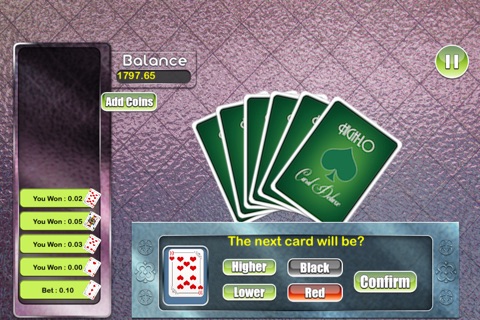 Hi-Lo Casino Deluxe Card Mania - win virtual gambling chips screenshot 2