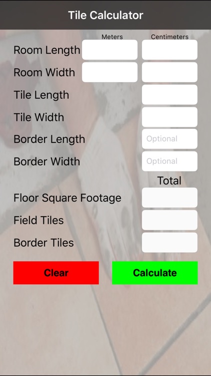 Tile Calculator Metric