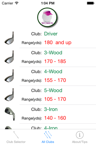 Golf Club Selector - The quickest way to use the correct club! screenshot 2