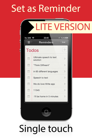 Write Lite - One touch speech to text dictation, voice recognition with direct message sms email and reminders. screenshot 4