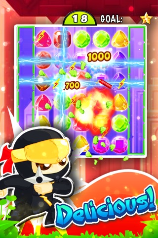 Jewel's Ninja Match-3 - diamond game and kids digger's mania hd free screenshot 3