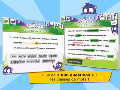 Classes de mots - Exercices et règles de grammaire française pour école et étudiants FLE screenshot 2