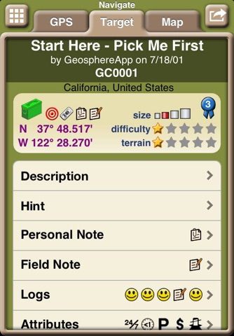 Geocaching with Geosphere screenshot 2