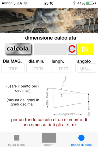 calcolo delle dimensioni di uno smusso screenshot 2