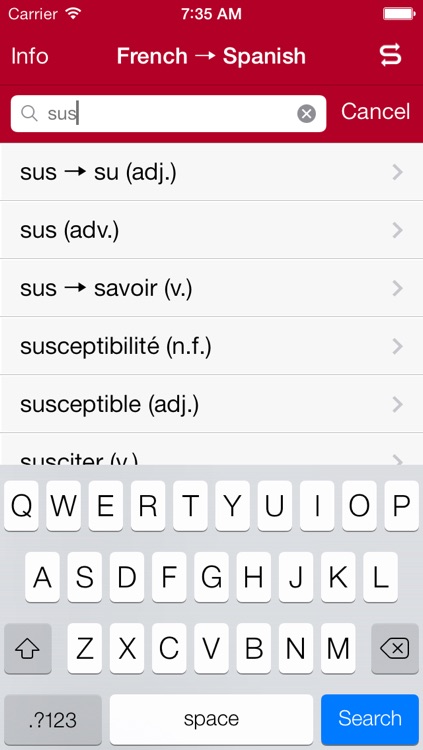 French-Spanish Dictionary from Accio