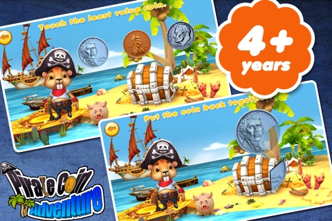 Pirate coin adventure(recognizing coins and knowing their value)3D_free screenshot 2
