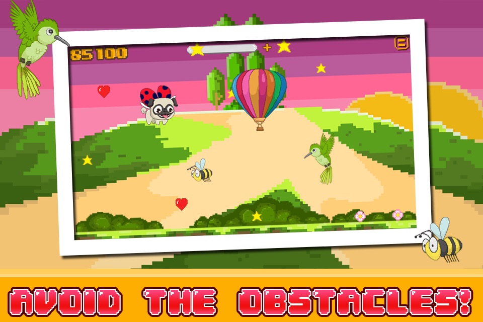 Le Pugbug Fly! -  Adventure Run of a Tiny Flying Puppy Pug Ladybug screenshot 2