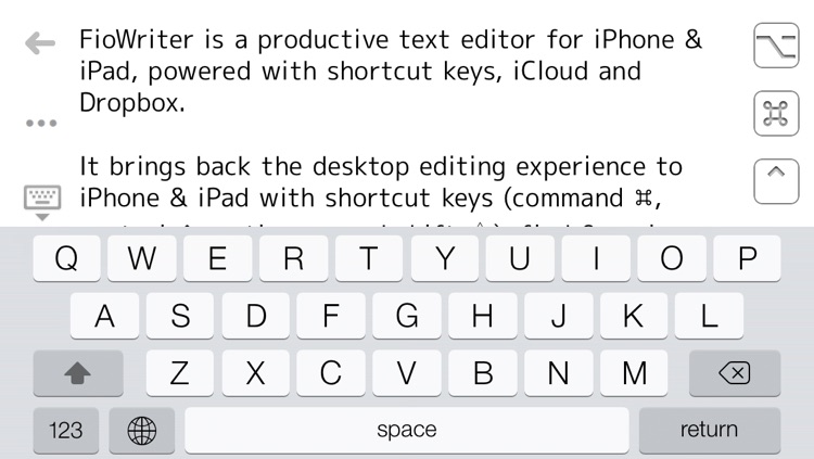 FioWriter Lite - Productive text editor for iPhone & iPad with command keys and cloud sync screenshot-4